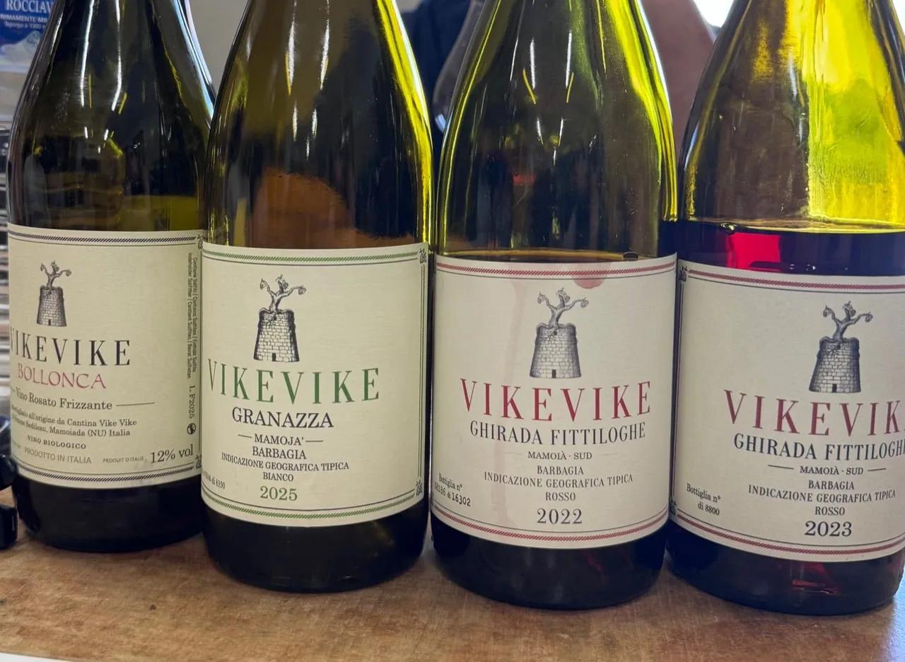 Close-up of Vike Vike bottle labels from the tasting