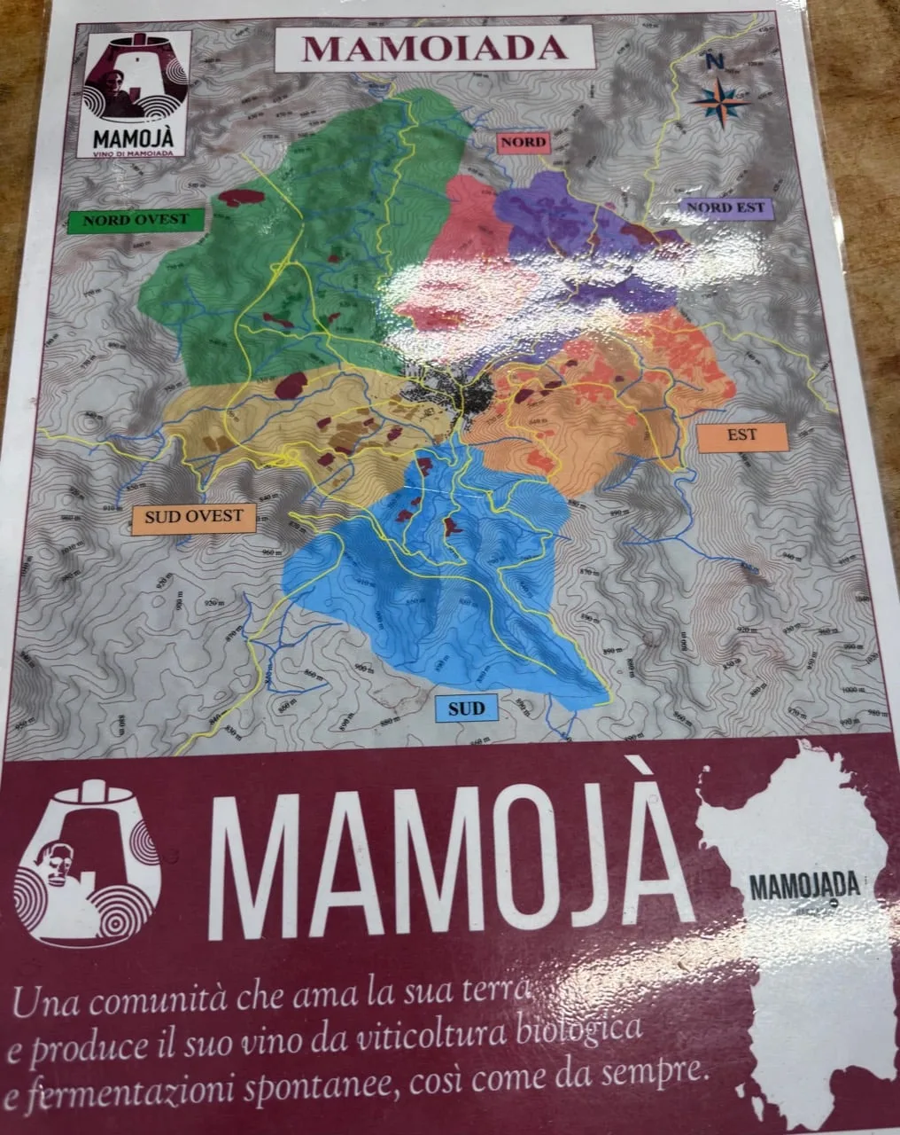 A color-coded vineyard map of the Mamoiada growing area
