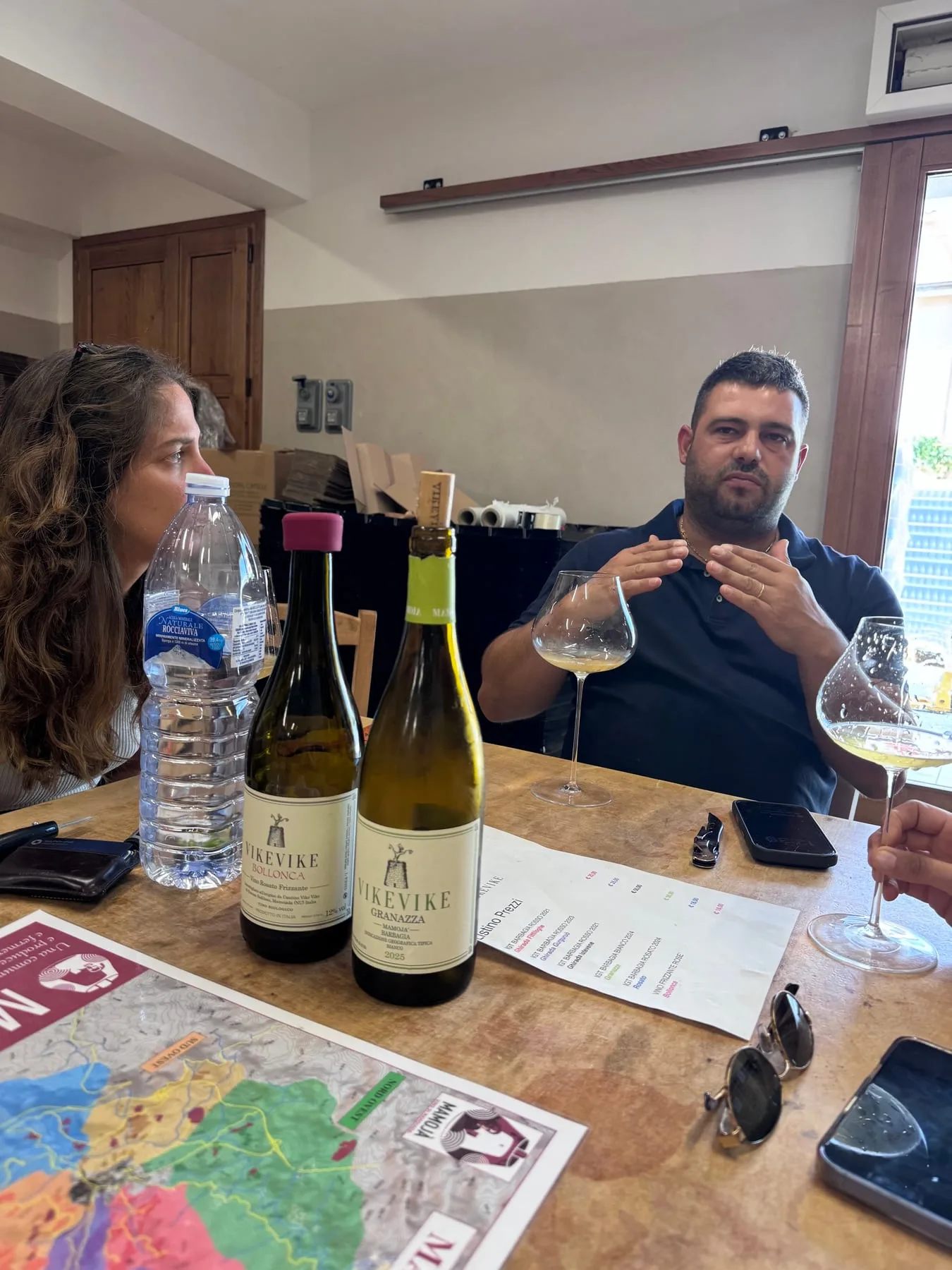Simone explaining the wines across the tasting table